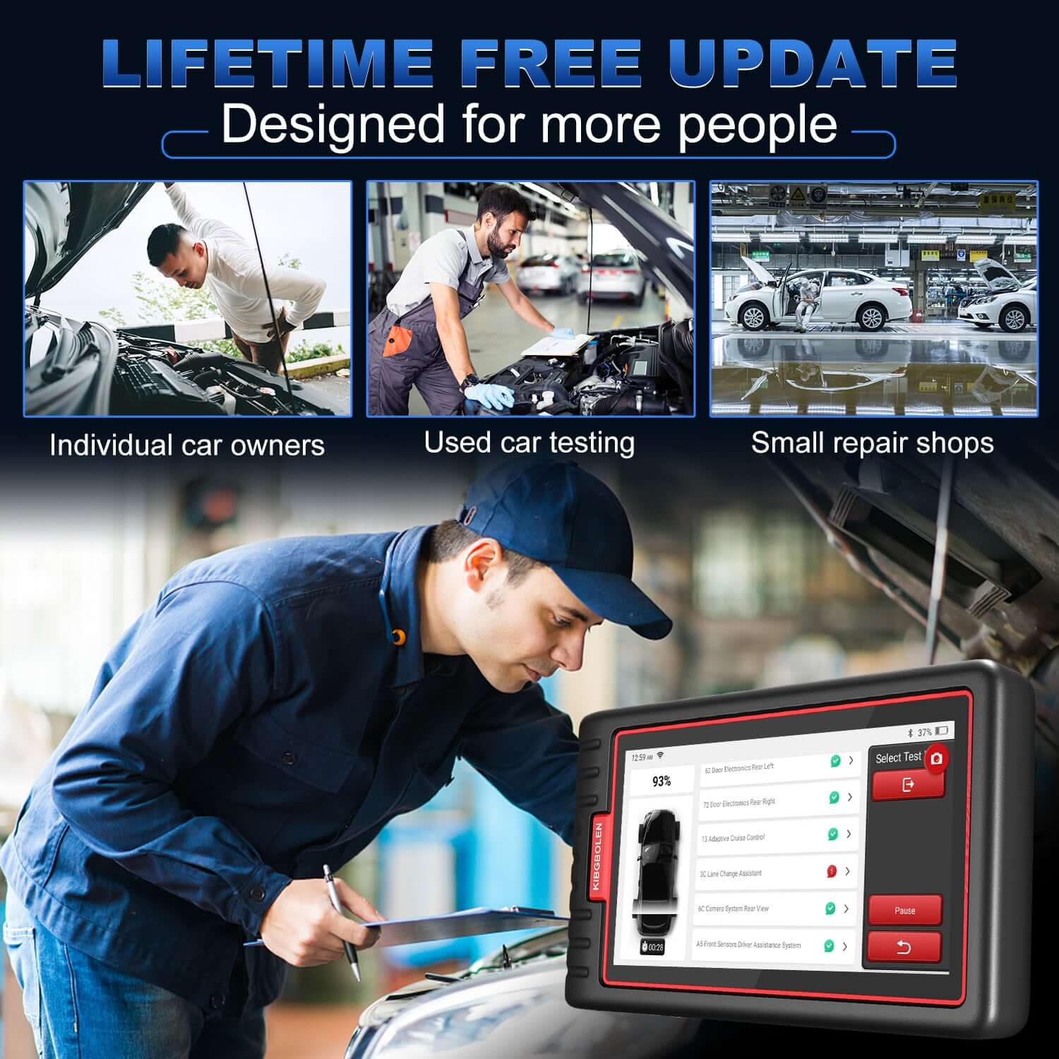 KINGBOLEN® S6 Bluetooth OBD2 Scanner with 28 Reset Functions and Lifetime Free Update