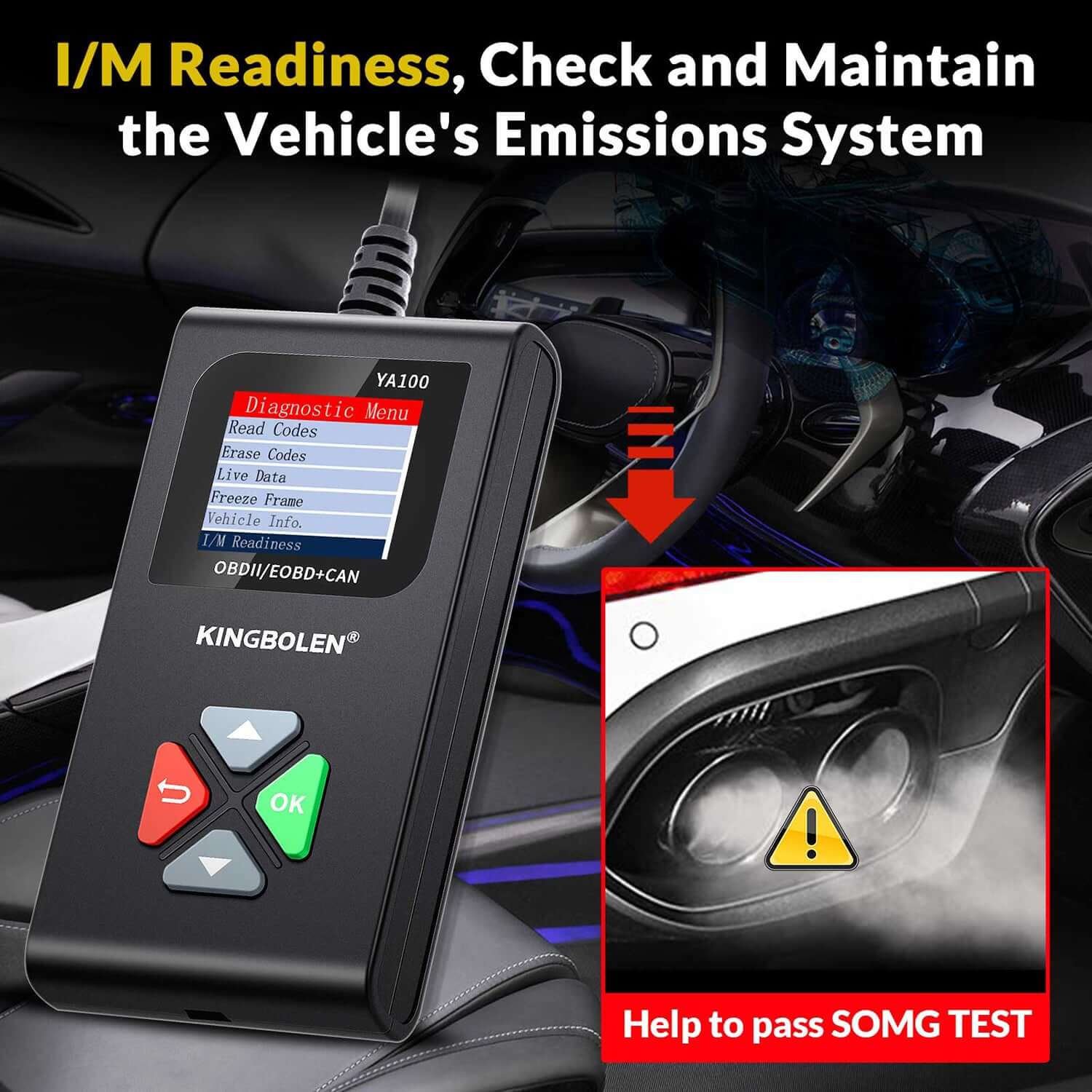 KINGBOLEN® YA100 Auto OBD2 Scanner For Car Exhaust Inspection