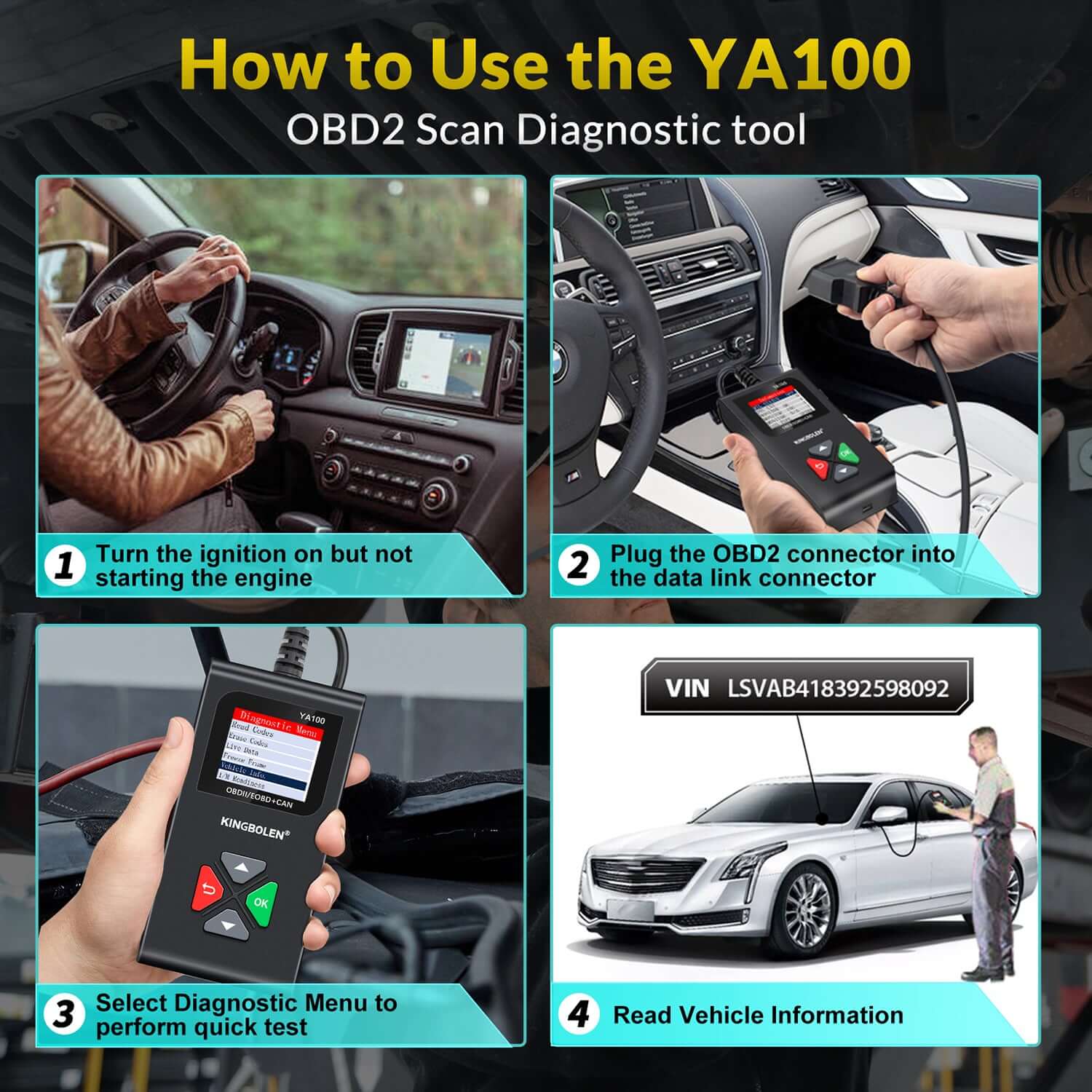 KINGBOLEN® YA100 Auto OBD2 Scanner For Car Exhaust Inspection