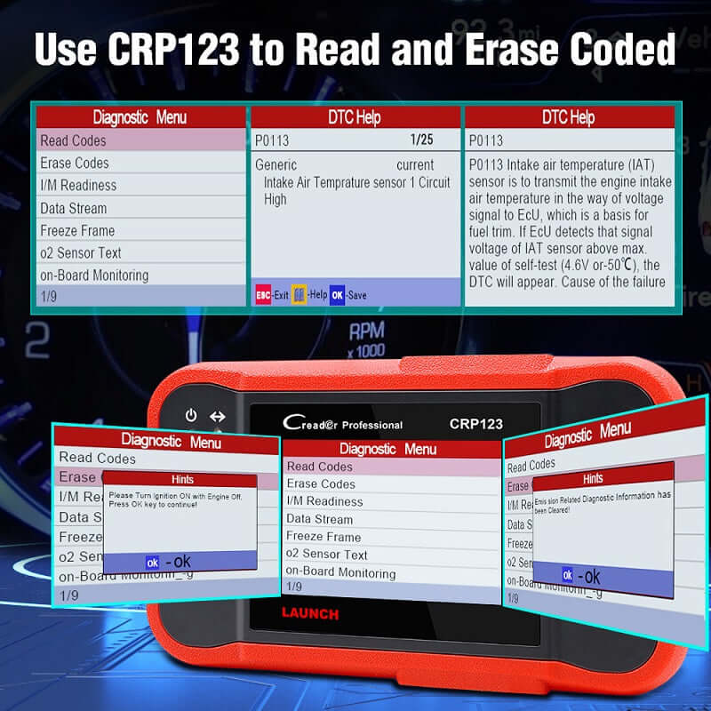 2025 LAUNCH CRP123 OBD2 Scanner – Engine, ABS, SRS, Transmission Code Reader, Full OBDII Diagnostic Tool with Live Data Graph & Lifetime Free Updates