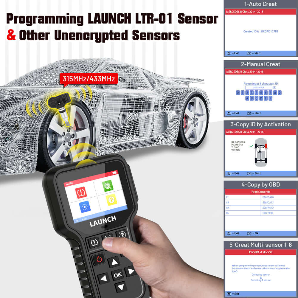 LAUNCH CRT5011E 315/433MHz TPMS Programming and Relearn Tool 