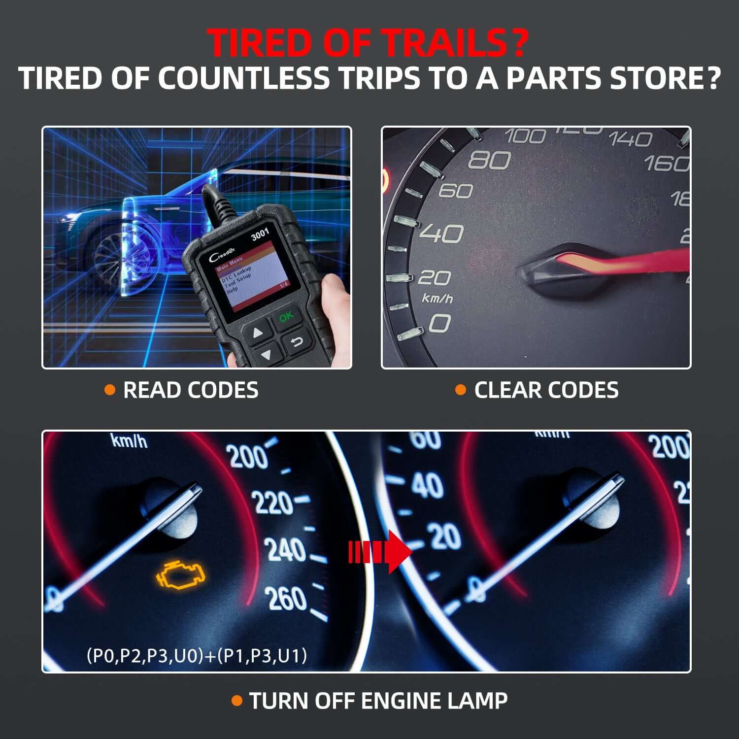 LAUNCH® Creader 3001 OBD2 Scanner Engine Fault Code Reader