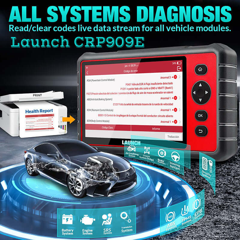 LAUNCH® CRP909E All Systems OBD2 Sanner with 28 Reset Functions