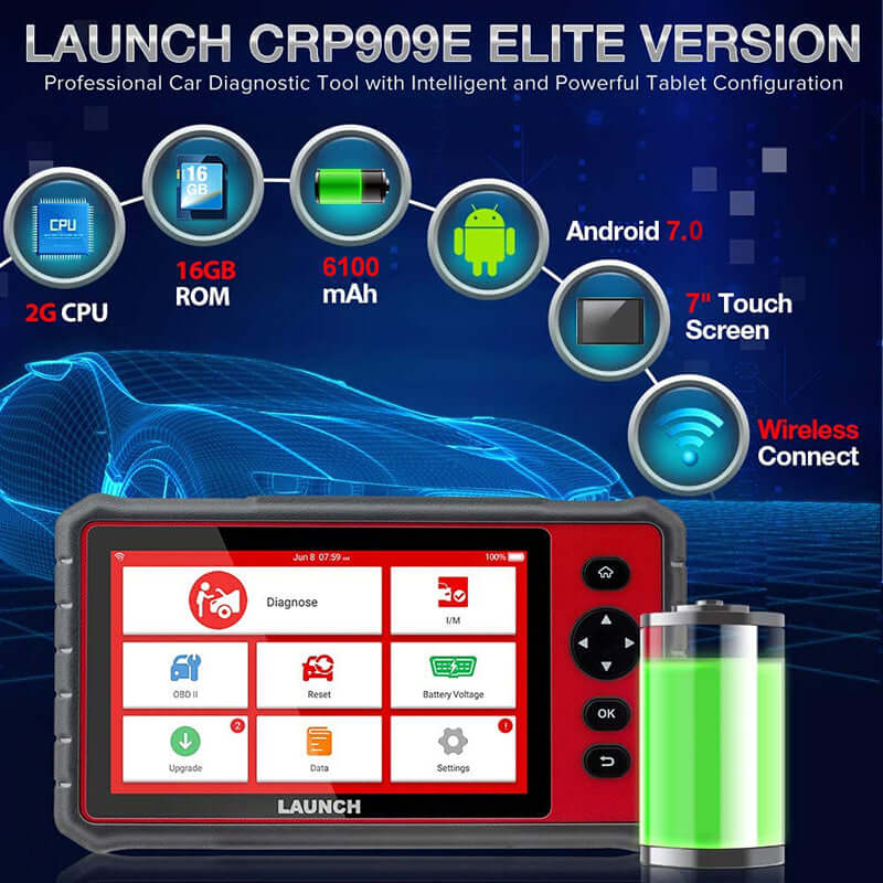 LAUNCH® CRP909E All Systems OBD2 Sanner with 28 Reset Functions