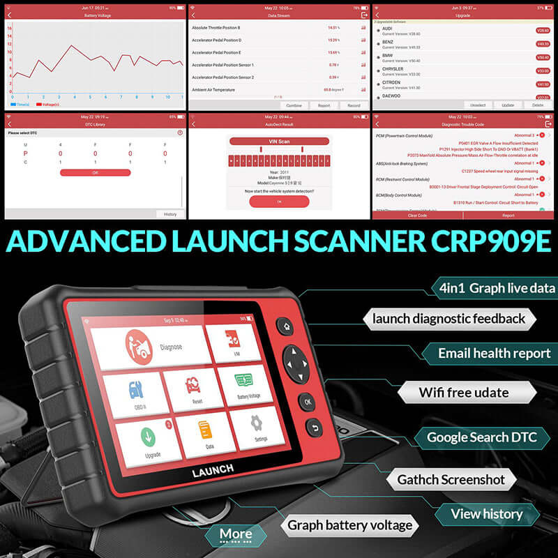 LAUNCH® CRP909E All Systems OBD2 Sanner with 28 Reset Functions