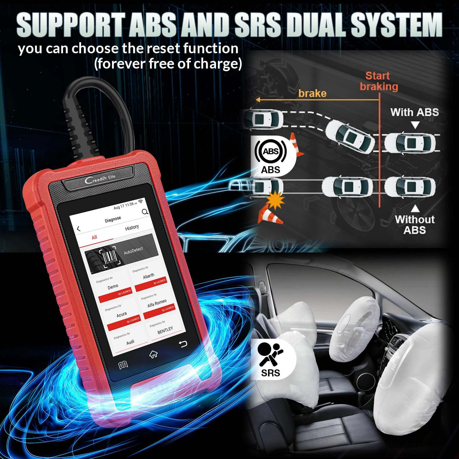 LAUNCH® Creader Elite 200/202/205 ABS and SRS OBD2 Scanner