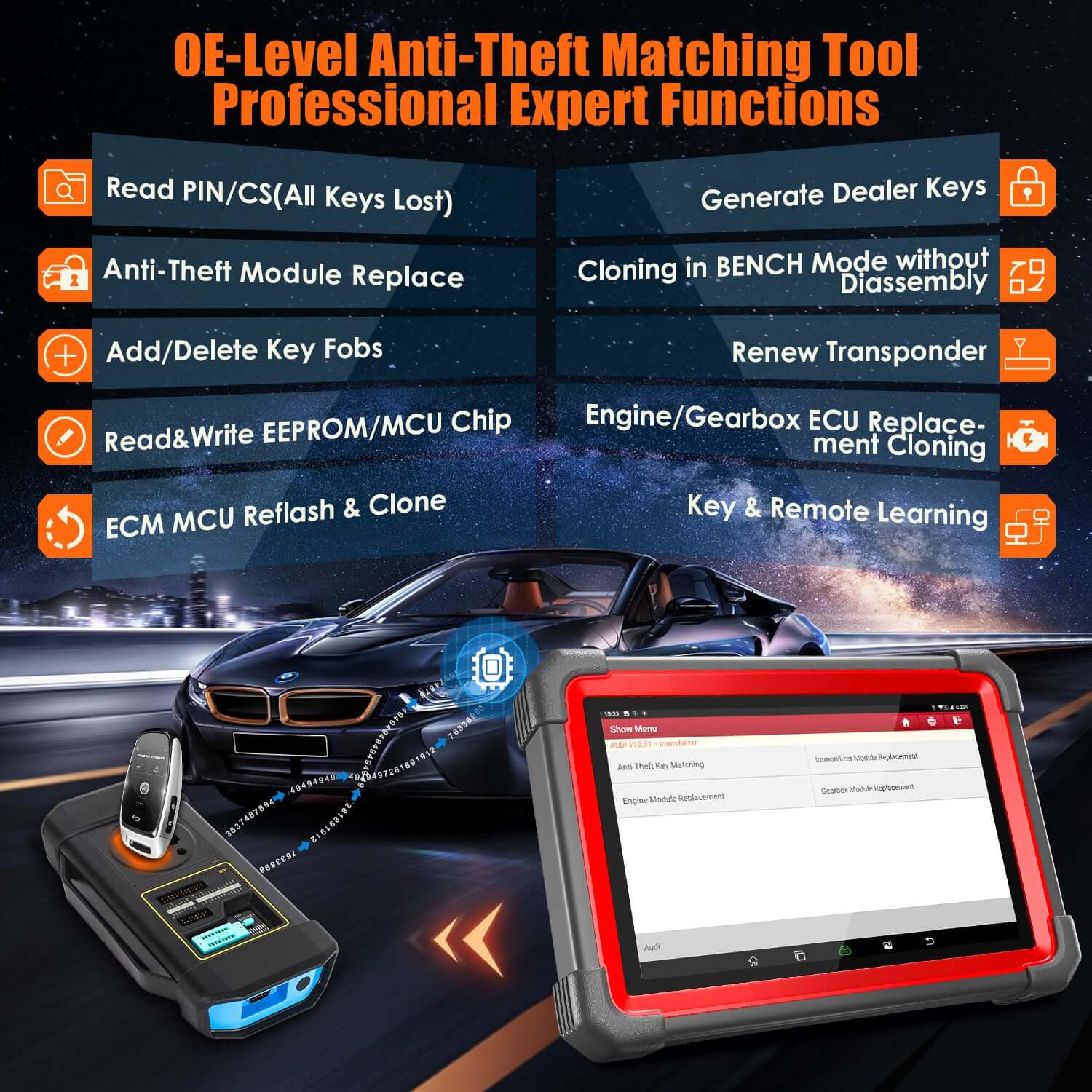 LAUNCH® X431 IMMO Plus Key Programmer and ECU Coding OBD2 Scanner