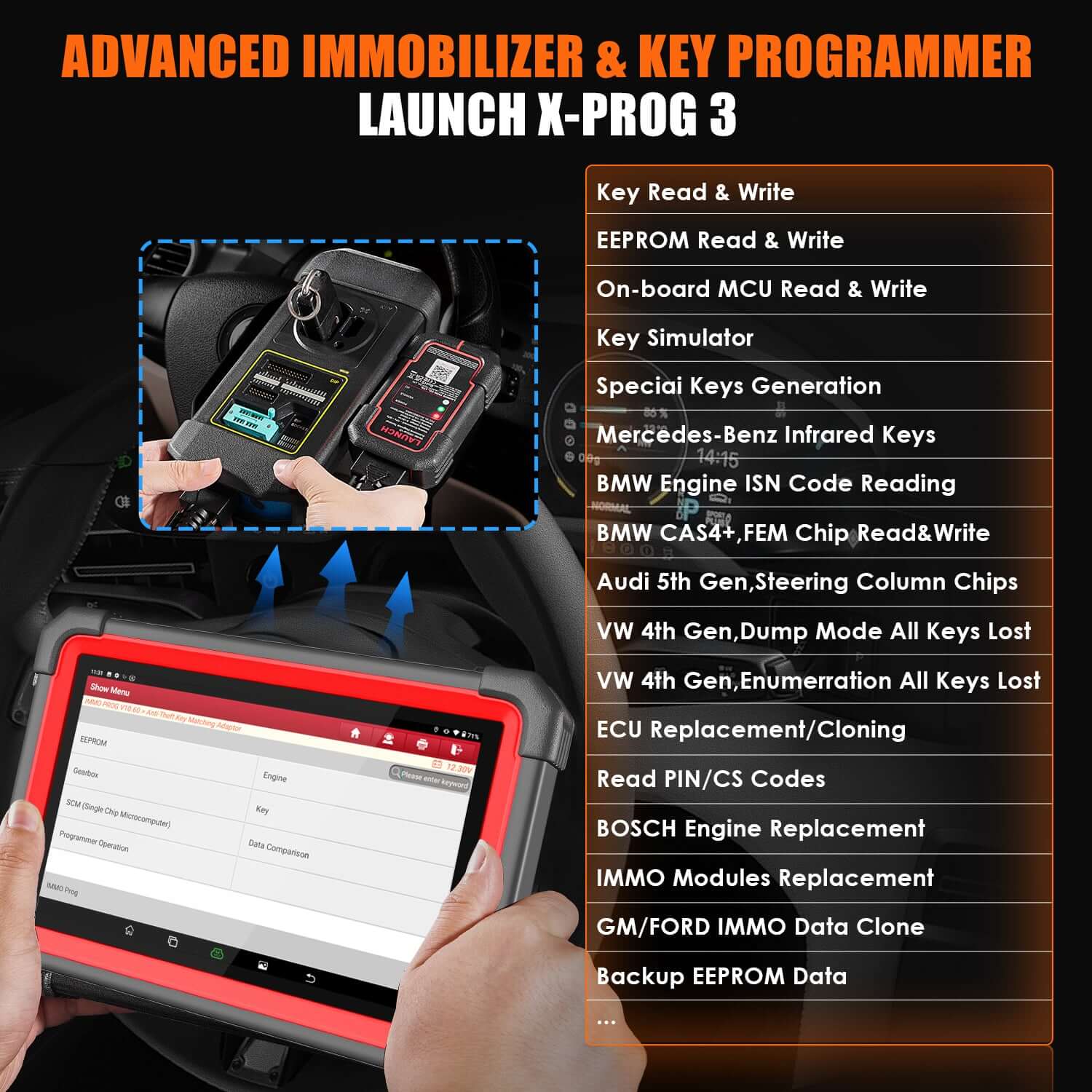 LAUNCH® X431 IMMO Plus Key Programmer and ECU Coding OBD2 Scanner