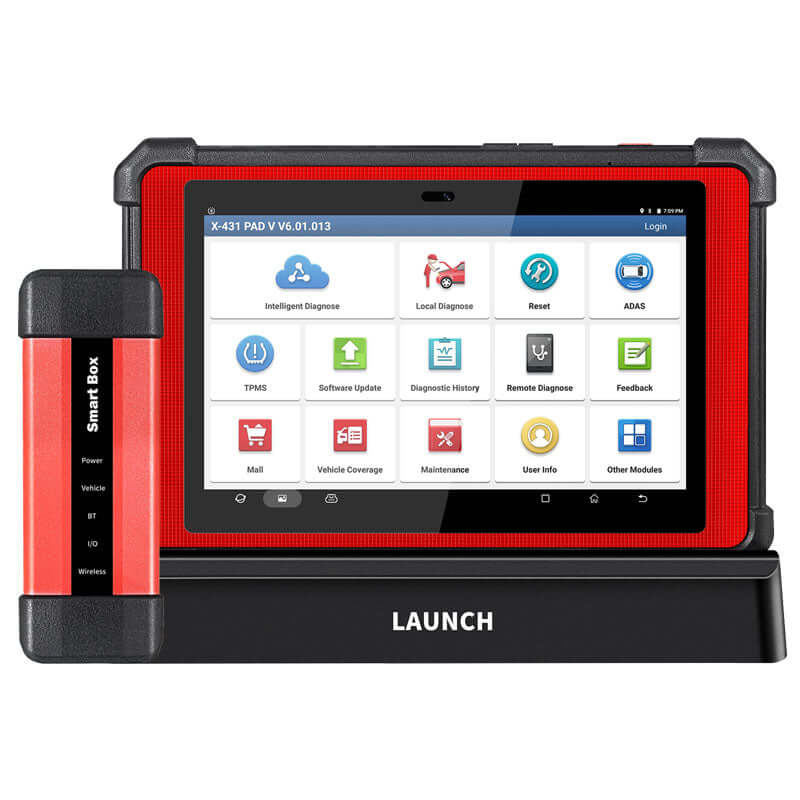 Launch X431 PAD V Smartbox 2025 – Full System Diagnostic Scanner with Bi-Directional Control, J2534/D-PDU/RP1210, CAN FD & DOIP Support, ECU Coding, Topology Mapping – Compatible with Heavy-Duty Trucks & EVs, 60+ Reset Functions