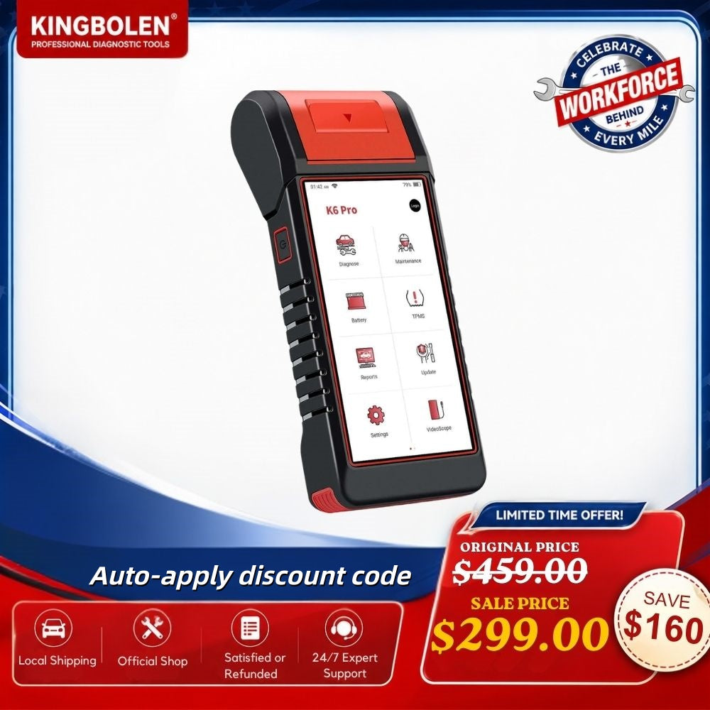 KINGBOLEN® K6 PRO All Systems Battery Tester TPMS Printer Diagnostic Scanner with 2 Years Free update K7 upgrate version