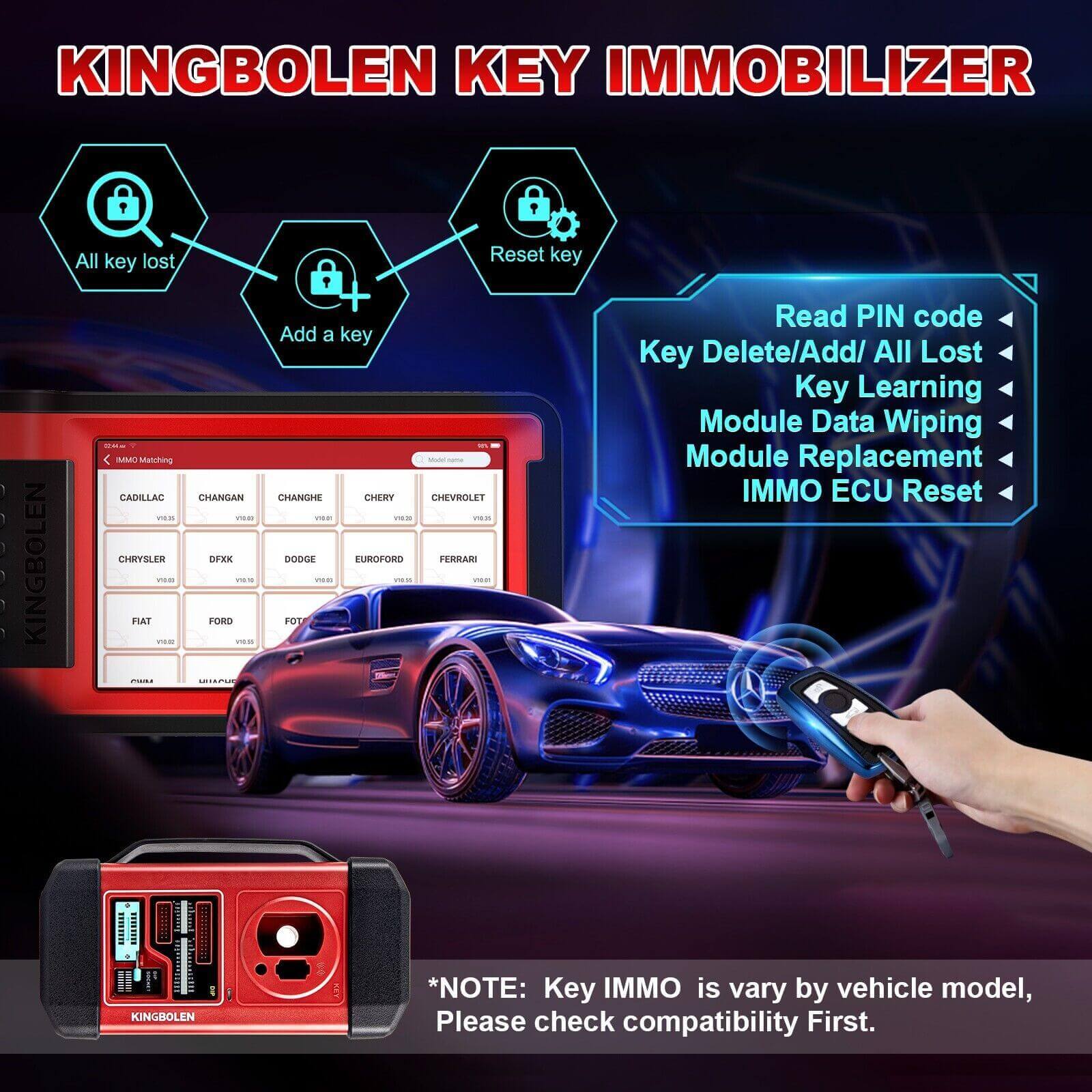KINGBOLEN K8 IMMO All System Diagnostic Key Programming Tools 24 Reset ECU Coding Anti-Theft OBD2 Scanner 2 Years Free Update