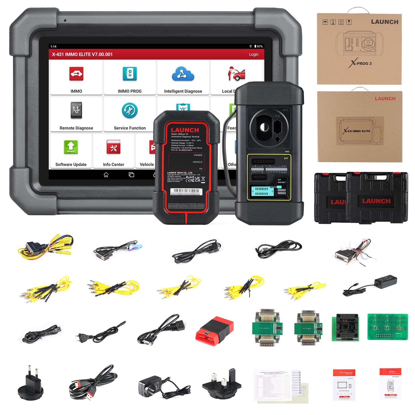 LAUNCH® X431 IMMO Elite Key Programmer All System With 40+ Reset Service Diagnostic Tool Support CANFD & DOIP