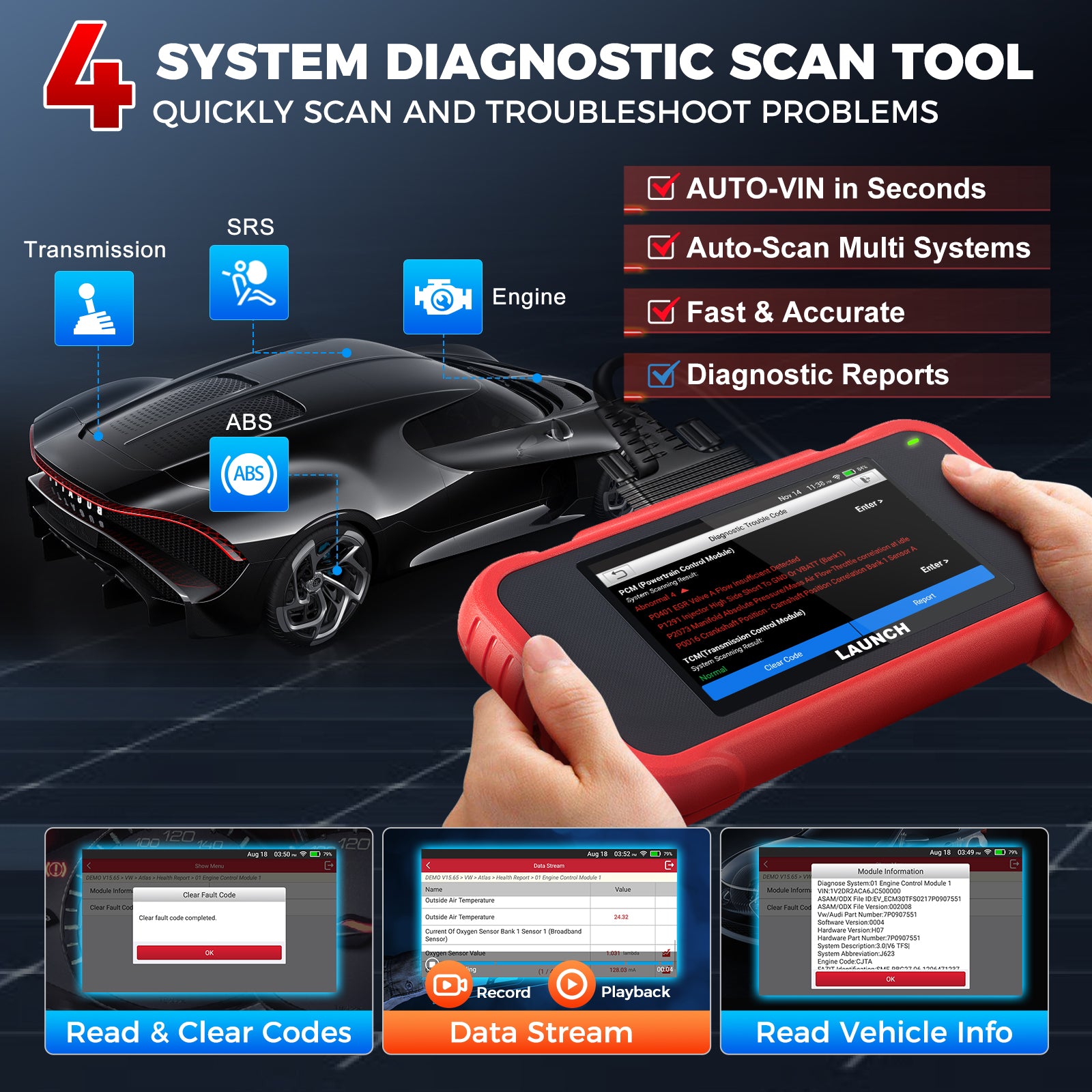 LAUNCH CRP123E V3.0 Scan Tool for Throttle Body Relearn & Canfd & Doip