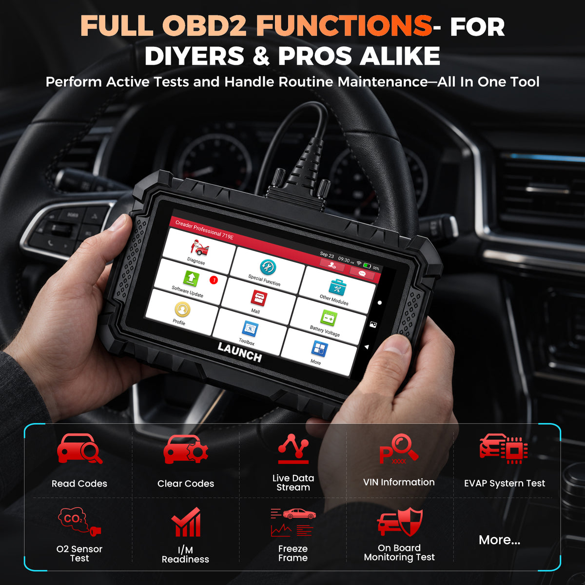 LAUNCH CRP719E Bidirectional Obd2 Scanner | Lifetime Free Updates