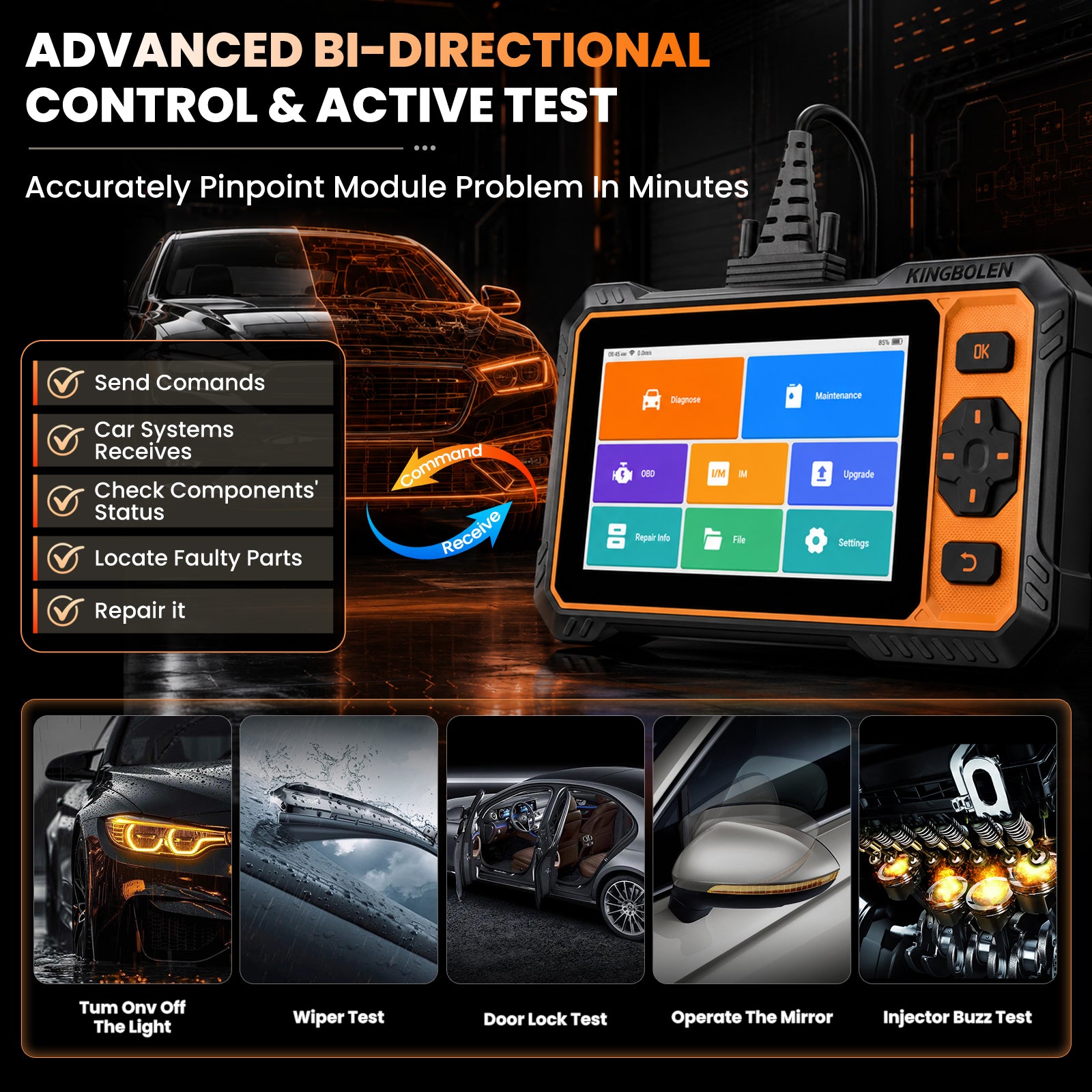 KINGBOLEN S6 Pro Bi-directional Scan Tool with 20 Resets | Lifetime Free Update