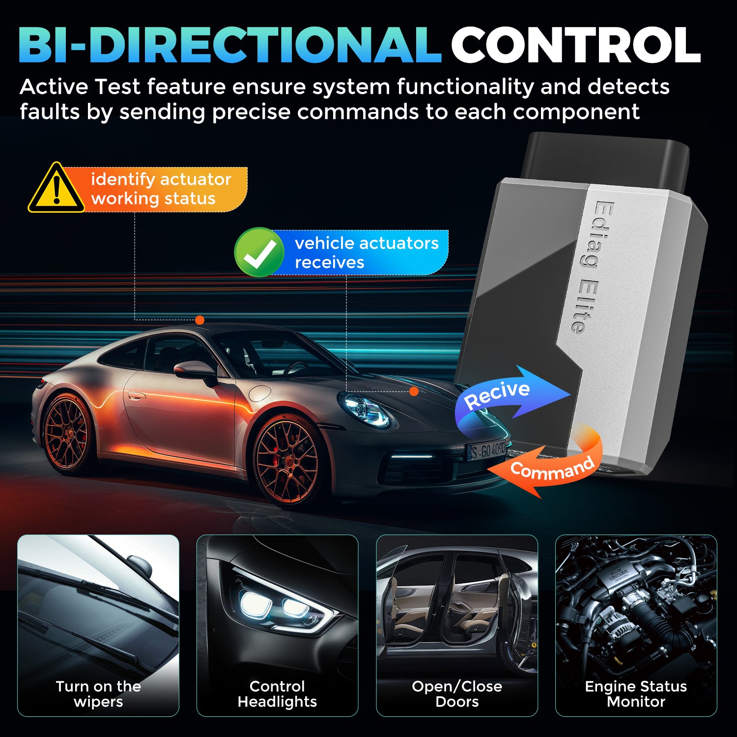 KINGBOLEN EDIAG ELITE Free Update CANFD&FCA All System Diagnostic Tool Bidirectional Test OBD2 Scanner