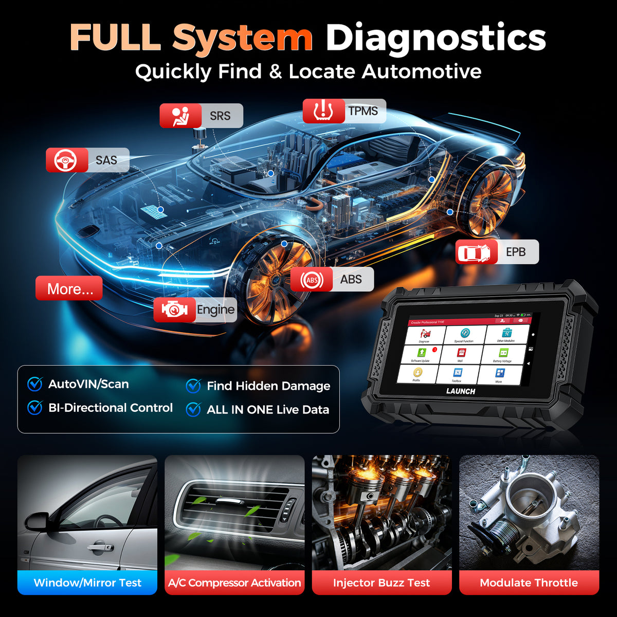 LAUNCH CRP719E Bidirectional Obd2 Scanner | Lifetime Free Updates