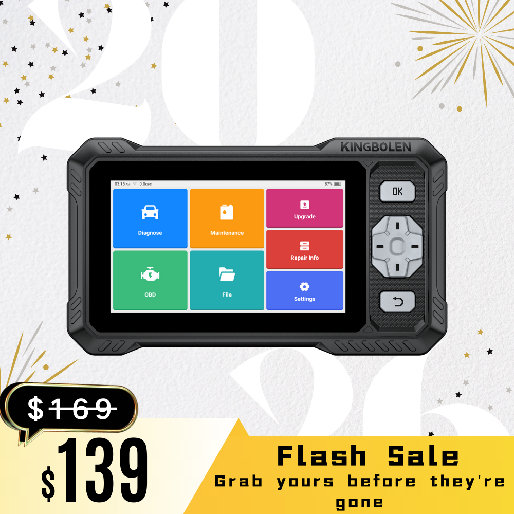 KINGBOLEN S608 Bi-Directional OBD2 Scanner with CAN FD & FCA/SGW Support for Full System Diagnostics and 9 Service Resets, Lifetime Free Update.