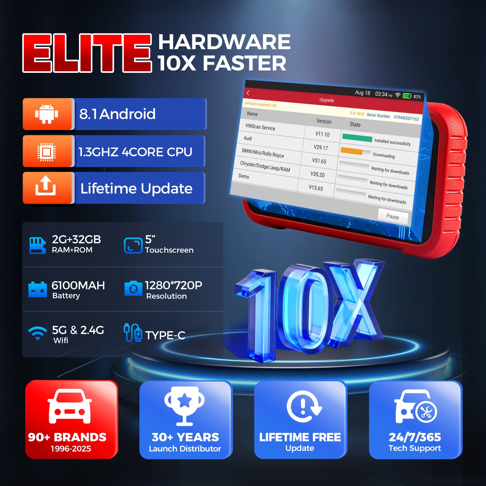 LAUNCH CRP123E V3.0 Scan Tool for Throttle Body Relearn & Canfd & Doip
