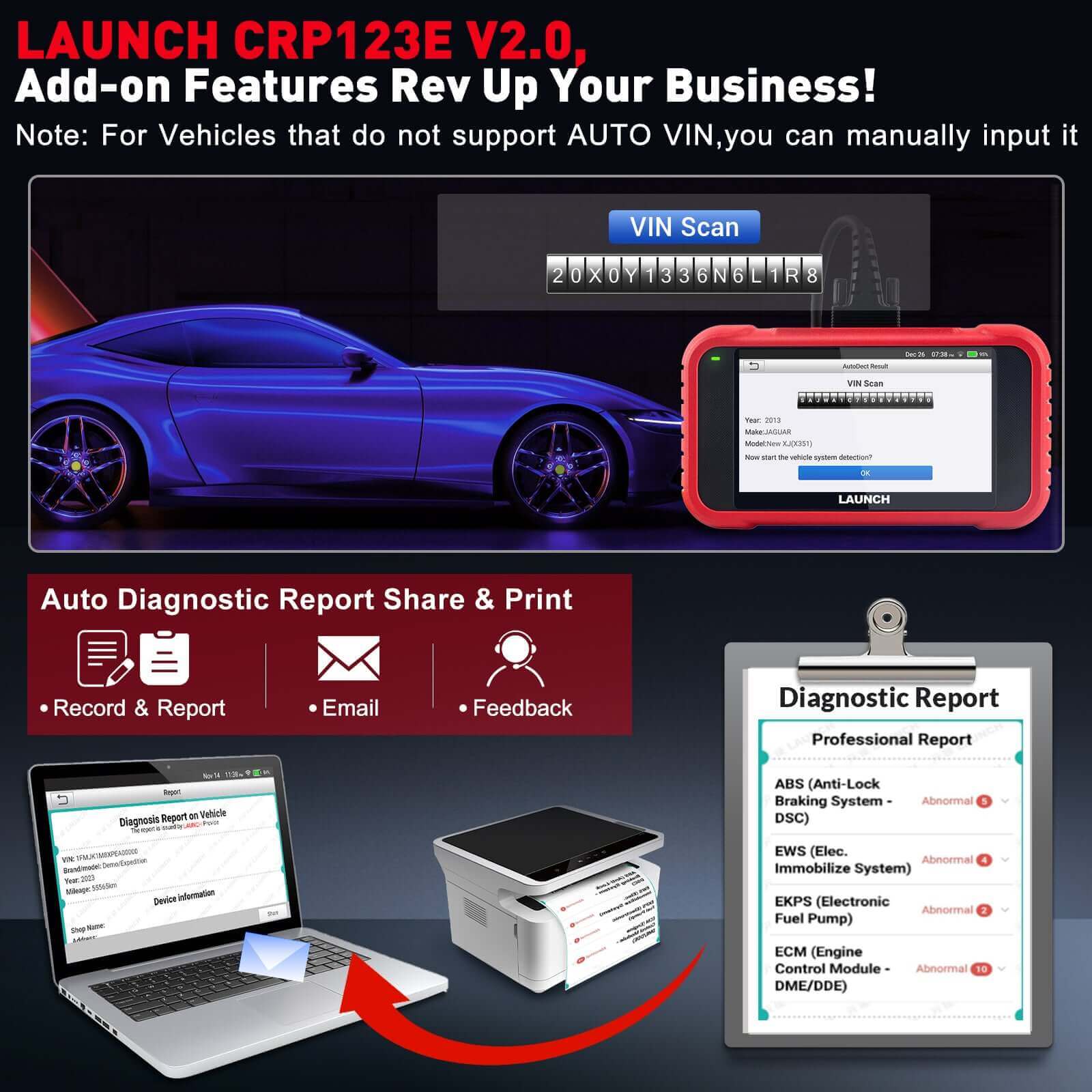 LAUNCH X431 CRP123E V2.0 OBD2 Scanner Car Diagnostic Tools