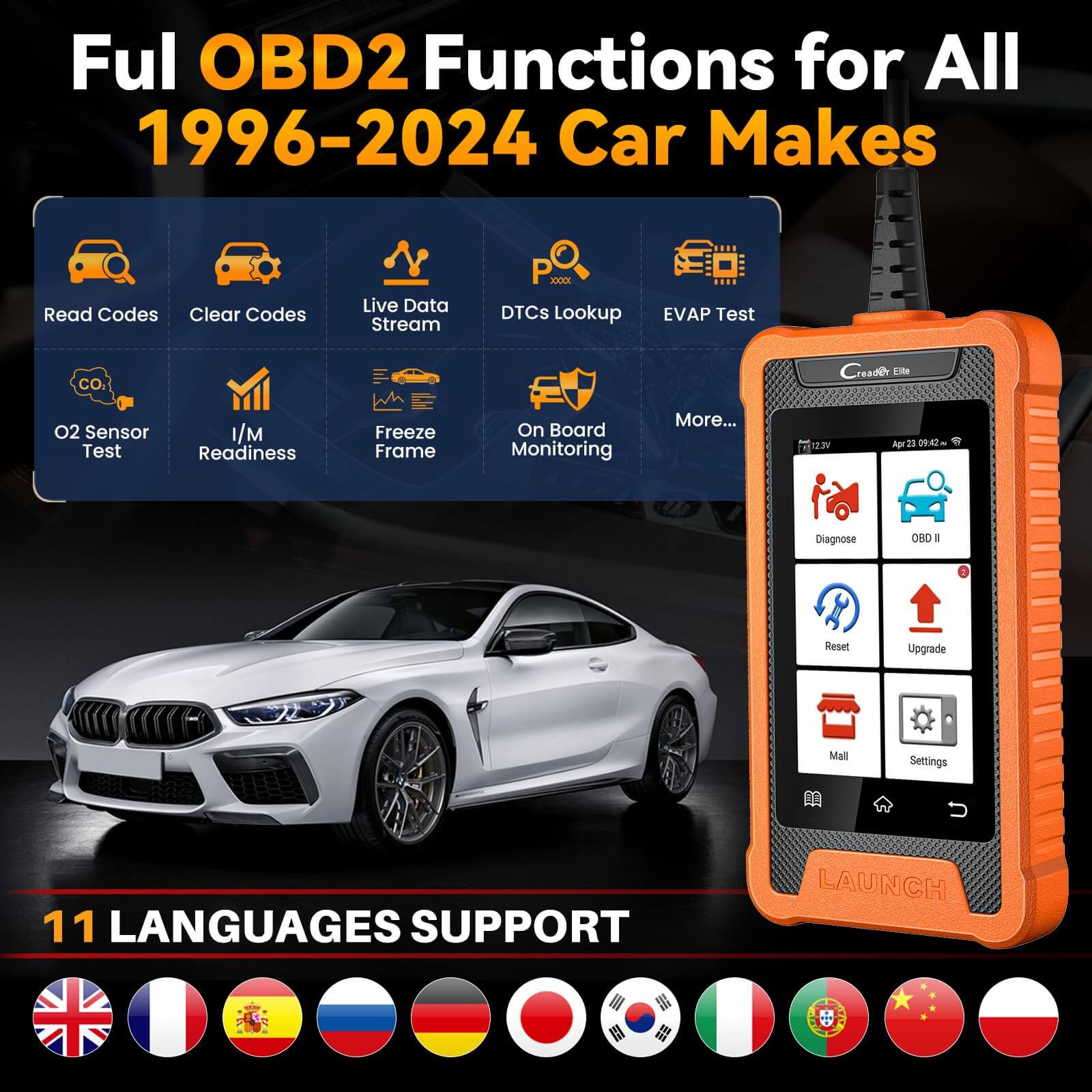 LAUNCH X431 Creader Elite For Nissan for Infiniti Bi directional Diagnostic Scanner ALL System Code Reader(Support Infiniti, Nissan GTR, Dongfeng Nissan, Venucia)