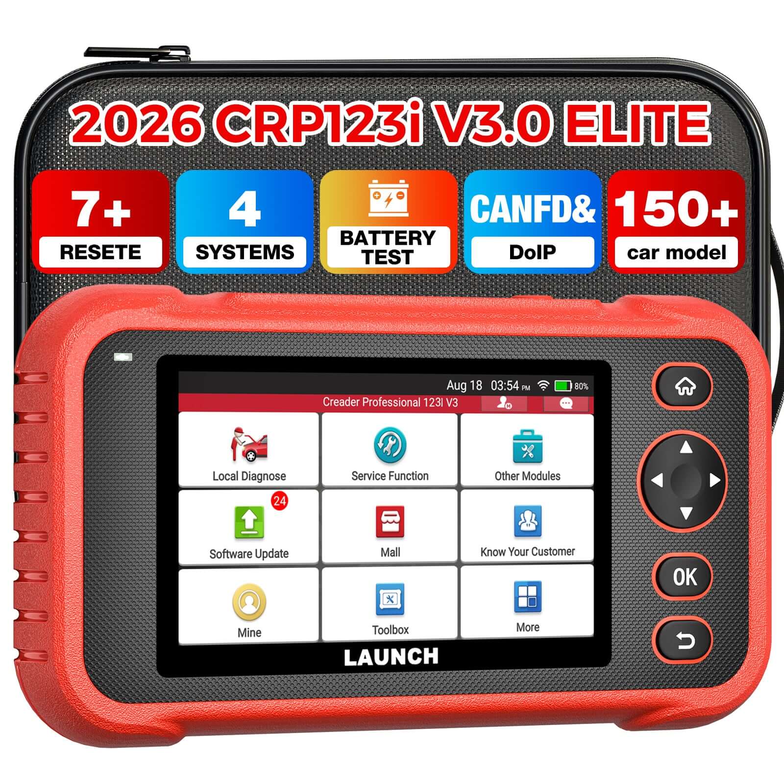 LAUNCH CRP123i V3.0 64GB OBD2 Diagnosegerät Auto Profi kfz Tester 4 System diagnosegerät mit EPB, DPF, Öl, SAS, BMS, ABS-Blutung, Throttle, CAN FD & DoIP, AUTO VIN, Lebenslange Updates