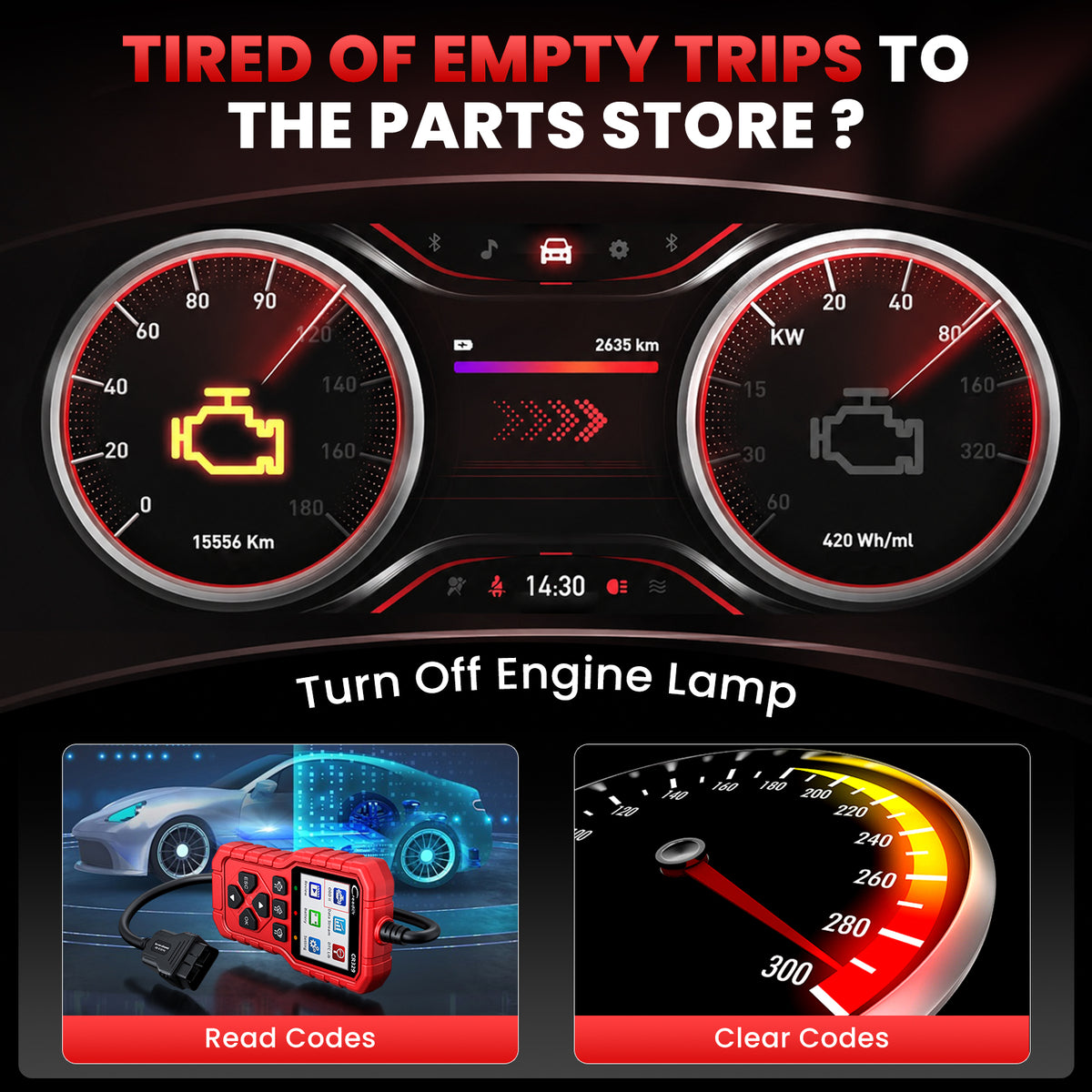 LAUNCH CR329 OBD2 Diagnosis | Maquina Diagnosis Coche Multimarca (Rojo) Analizador Motor | Test Batería, Diagnostica fallos Check Engine al instante | Datos en tiempo real | Para coches 1996-2026