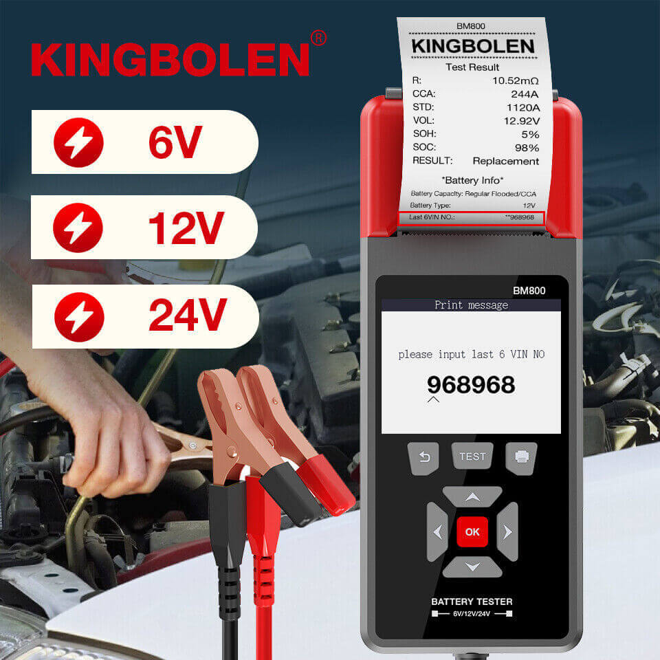 KINGBOLEN® BM800 Car Heavy Duty Truck Battery Tester 6V12V24V Cranking Charging Test With Printer