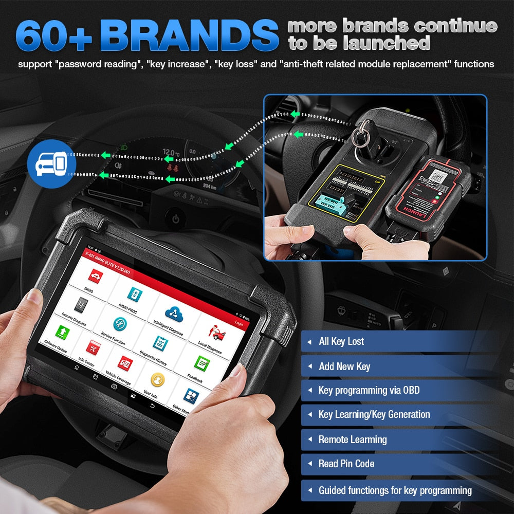 LAUNCH® X431 IMMO Elite Key Programmer All System With 40+ Reset Service Diagnostic Tool Support CANFD & DOIP