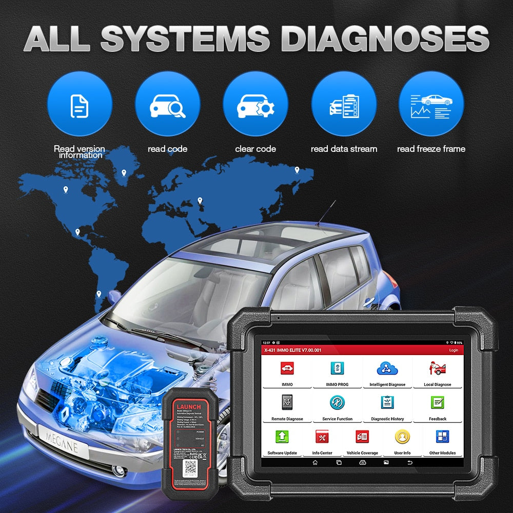 LAUNCH® X431 IMMO Elite Key Programmer All System With 40+ Reset Service Diagnostic Tool Support CANFD & DOIP