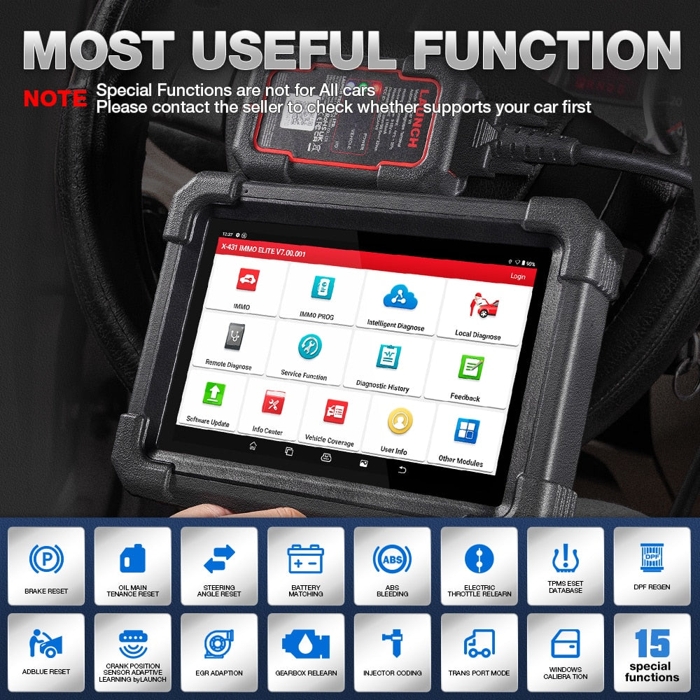 LAUNCH® X431 IMMO Elite Key Programmer All System With 40+ Reset Service Diagnostic Tool Support CANFD & DOIP