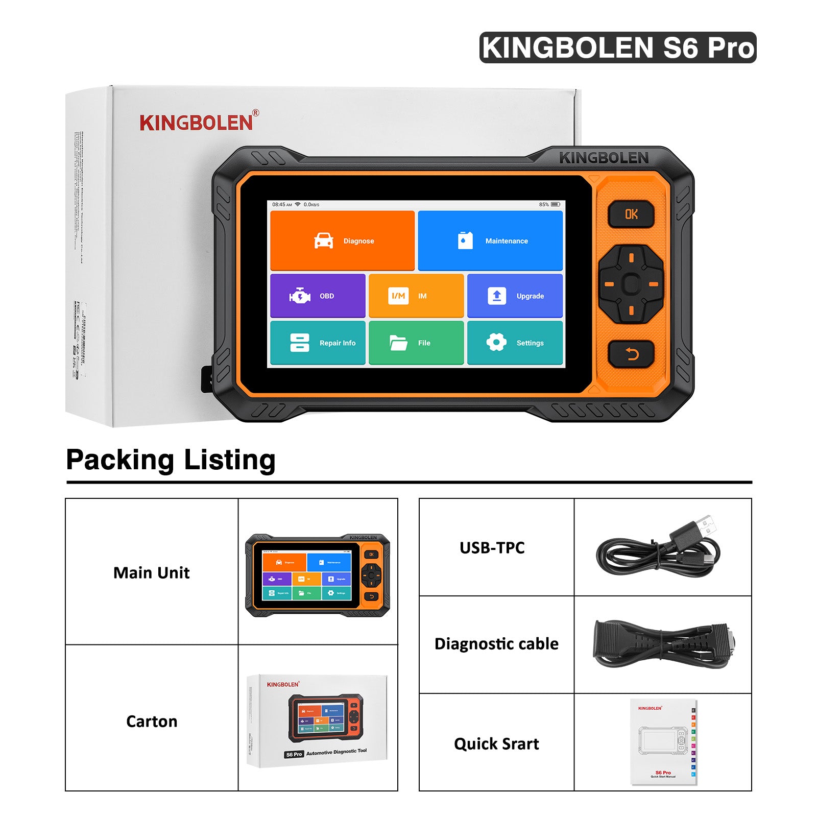 KINGBOLEN S6 Pro Bi-directional Scan Tool with 20 Resets | Lifetime Free Update