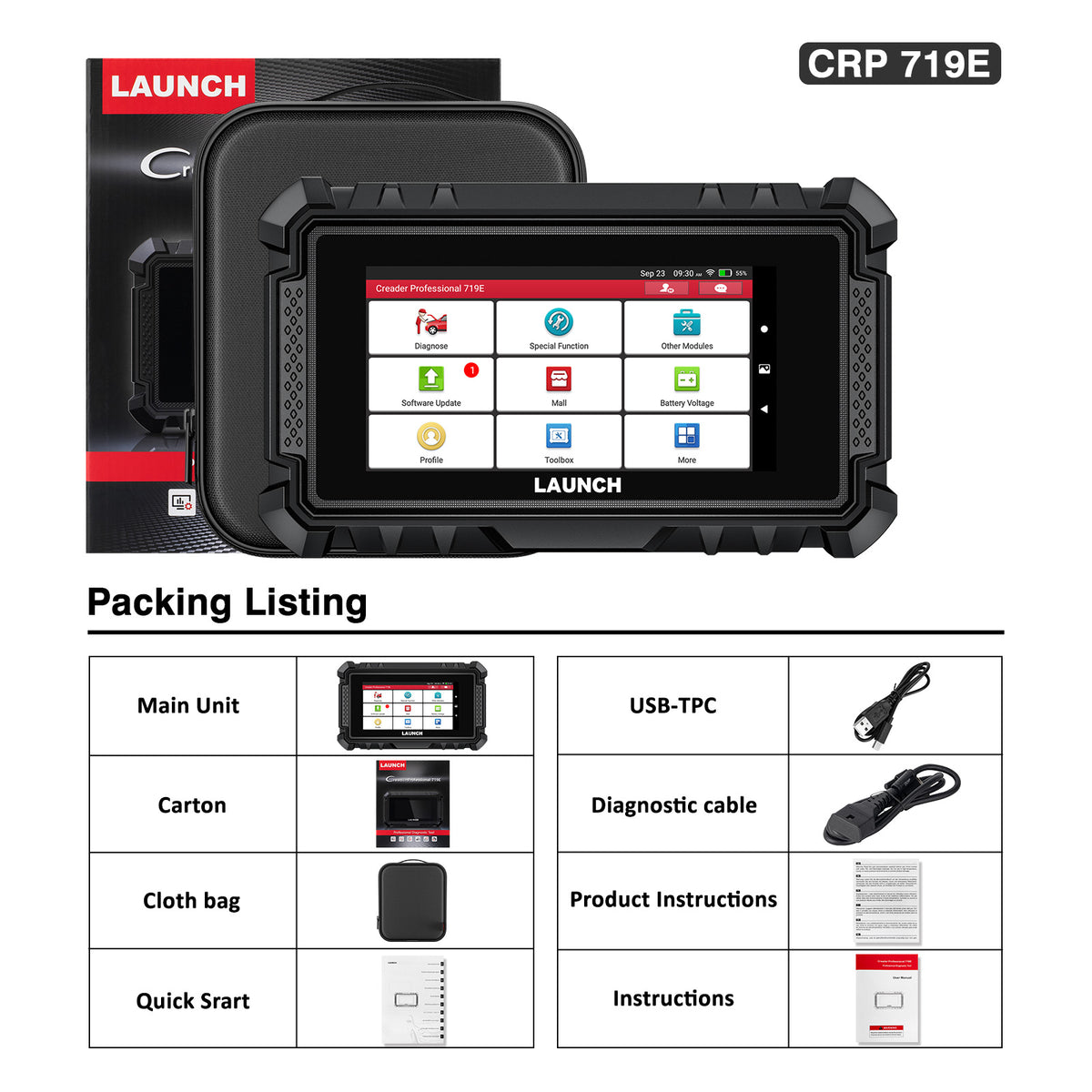 LAUNCH CRP719E Bidirectional Obd2 Scanner | Lifetime Free Updates