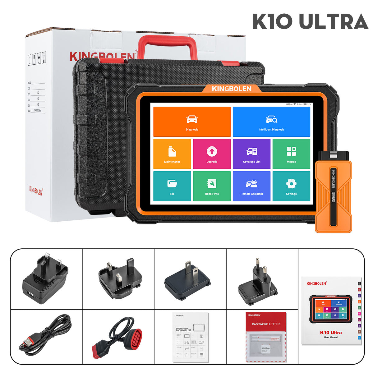 KINGBOLEN K10 Ultra J2534 Scan Tool | OE-Level Bi-Directional Diagnostics & ECU Programming