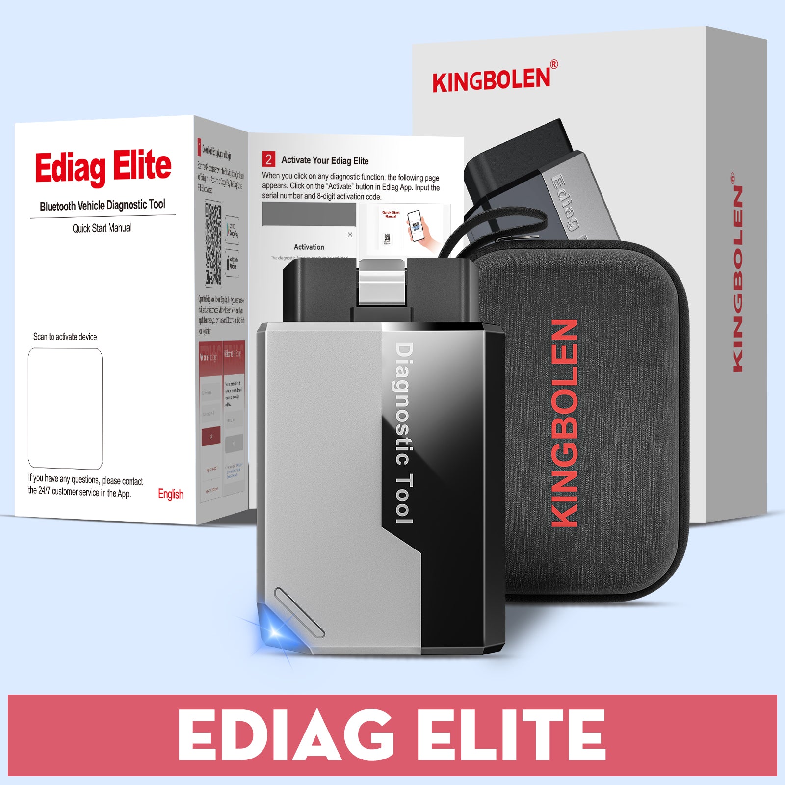 KINGBOLEN EDIAG ELITE Free Update CANFD&FCA All System Diagnostic Tool Bidirectional Test OBD2 Scanner