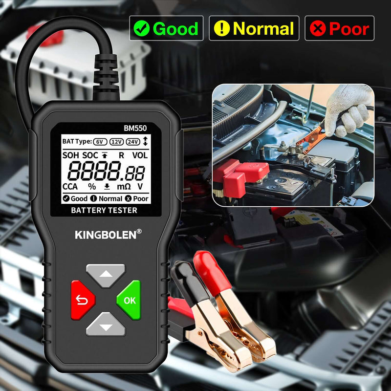 KINGBOLEN BM550 battery tester has 3 battery test result states