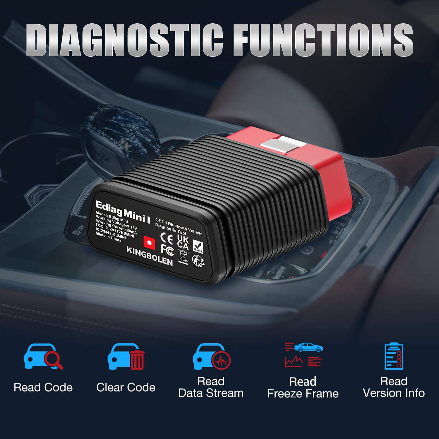 KINGBOLEN Ediag Mini All Systems OBD2 Scanner for iPhone & Android