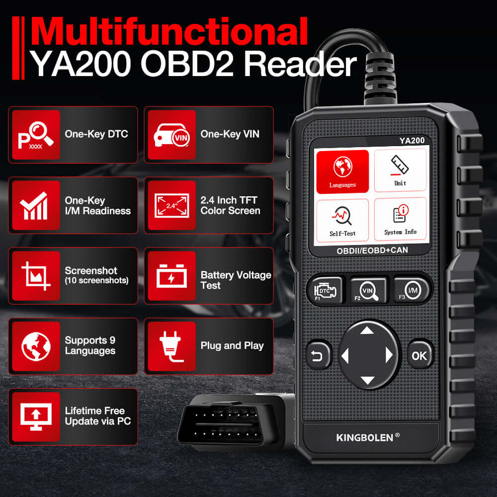 KINGBOLEN YA200 OBD2 Scanner Car Code Reader, More Functions