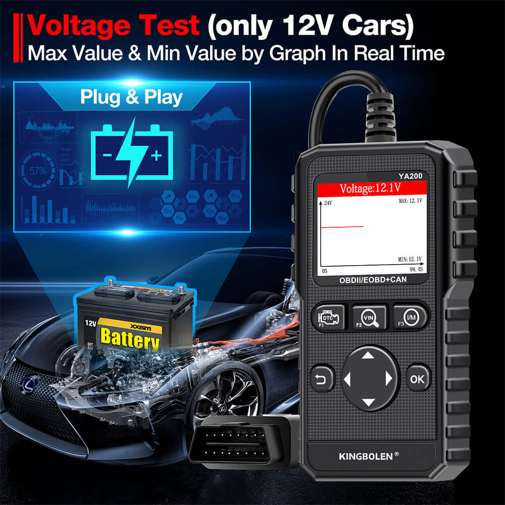 KINGBOLEN YA200 OBD2 Scanner Car Code Reader, Support Battery Test