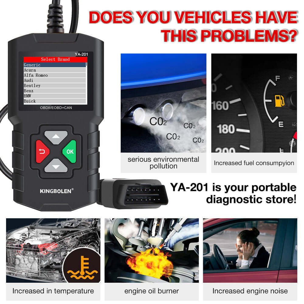 Kingbolen Ya101 Obd2 Scanner Batterie automobile Test Moteur Vérification  Outil de Diagnostic Code Reader Pk Elm327 Cr3001