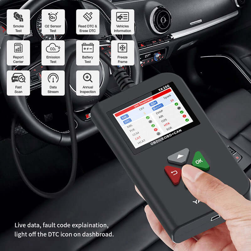 KINGBOLEN YA206 OBD2 Scanner – Code Reader, Check Engine Light Diagnostic Tool