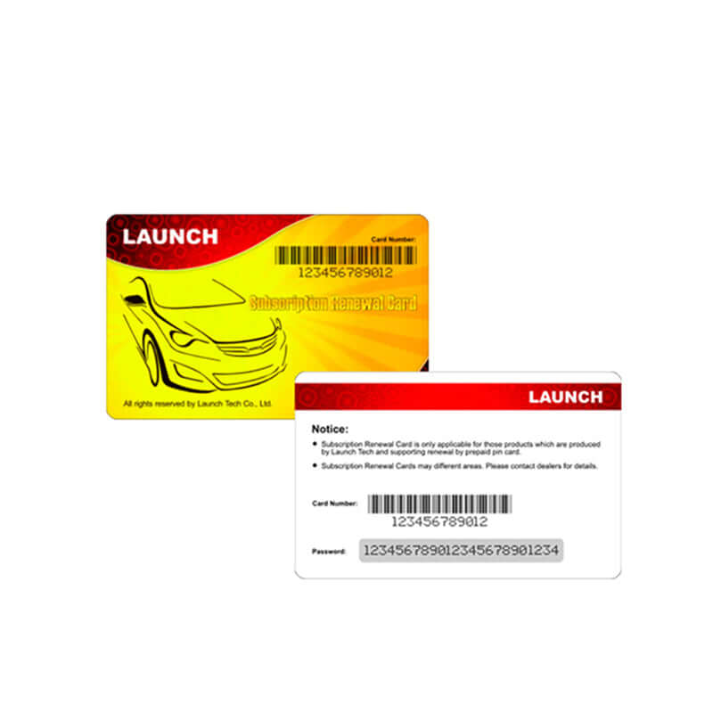 Launch Back Card Example LAUNCH Renewal Card for LAUNCH X431 PAD III and X431 PAD V