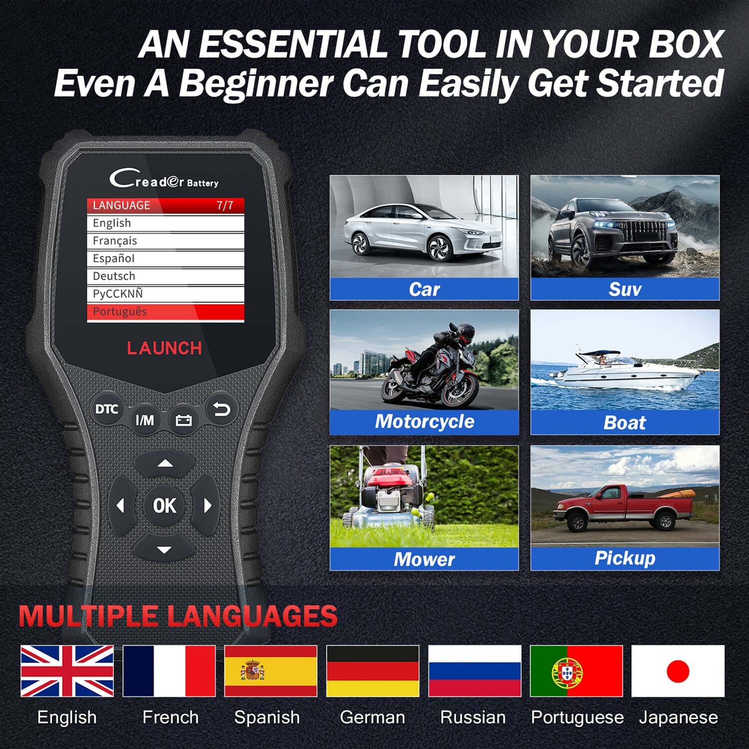 LAUNCH® CRB3001 2-in-1 OBD2 Scanner and 12V Battery Tester