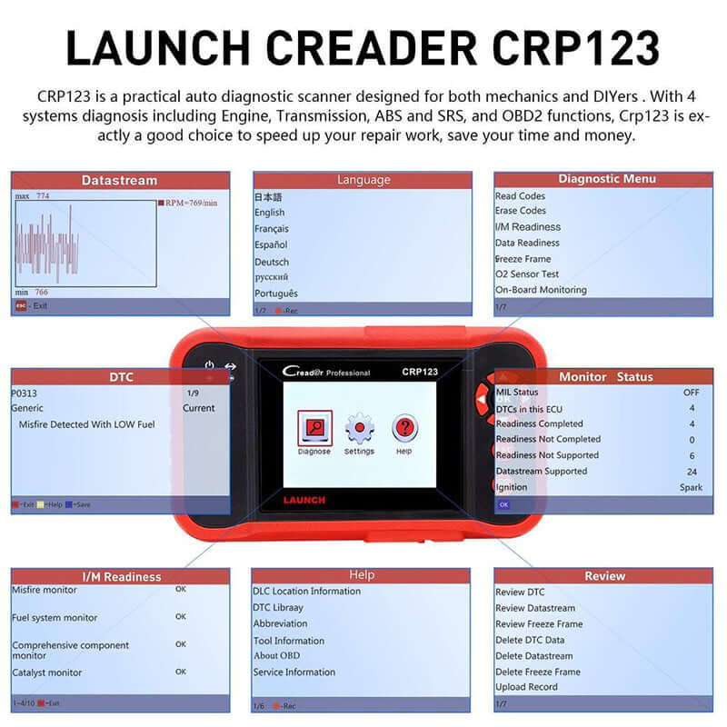 LAUNCH Creader CRP123 ENG/ABS/SRS/AT Scanner,supports more functions