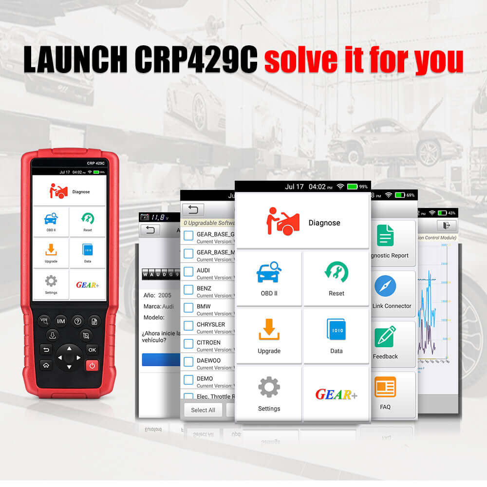 LAUNCH CRP429C OBD2 Scanner for ABS/SRS/TCM/ENG Systems with 15 Special Functions