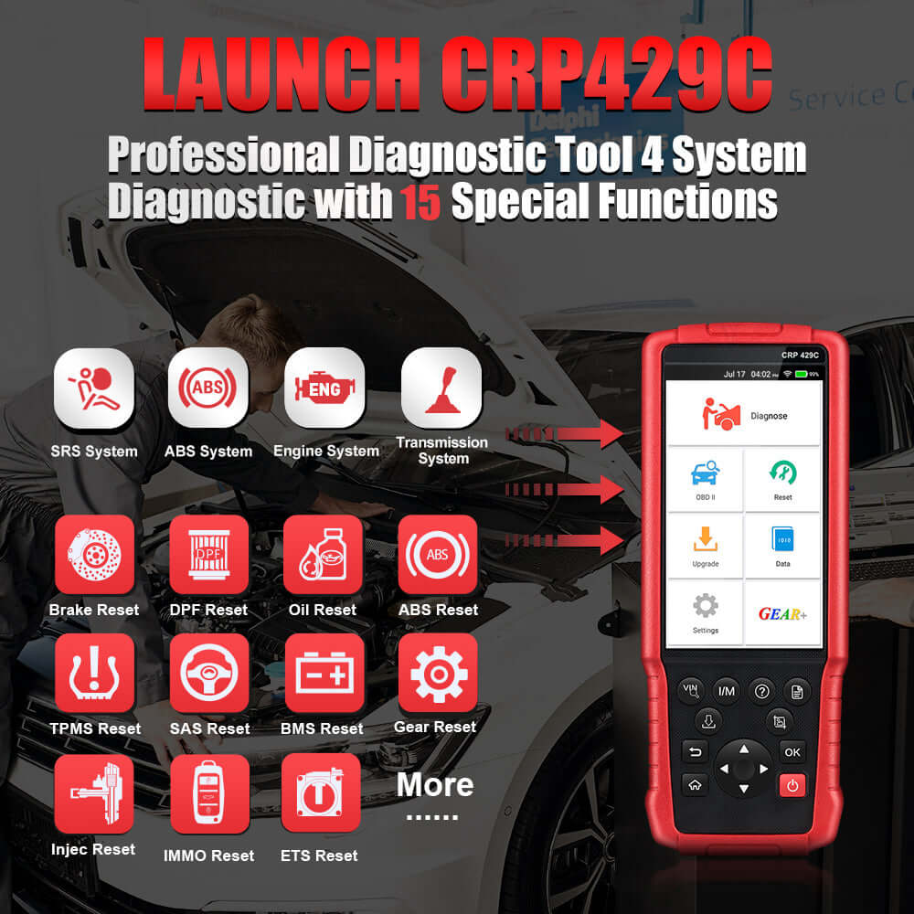 LAUNCH CRP429C 4 Systems OBD2 Scanner with 15 Reset Functions
