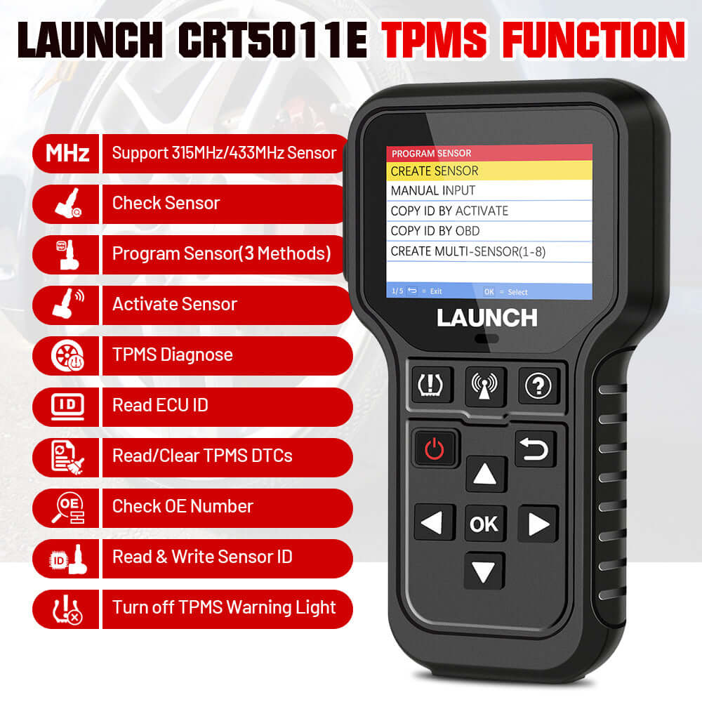LAUNCH CRT5011E 315/433MHz TPMS Programming and Relearn Tool,More Functions