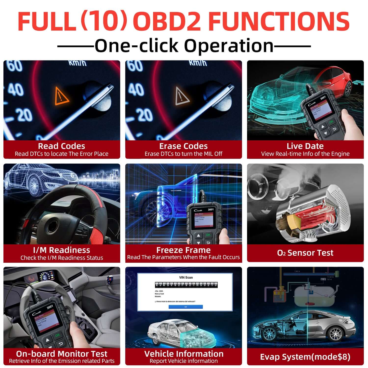 LAUNCH® Creader 3001 OBD2 Scanner Engine Light Code Reader