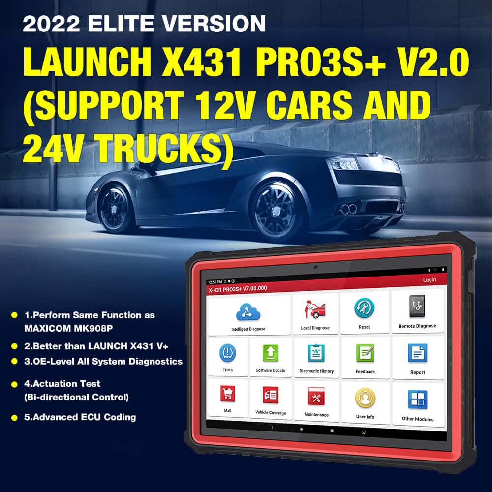 LAUNCH X431 PRO3S+ with HDIII 12V and 24V Car OBD2 Scanner