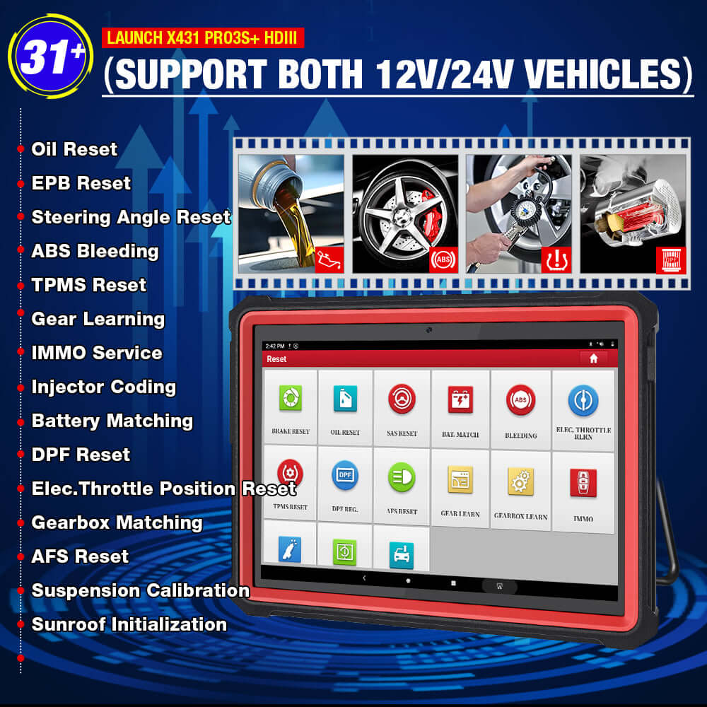 LAUNCH X431 PRO3S+ with HDIII 12V and 24V Car OBD2 Scanner
